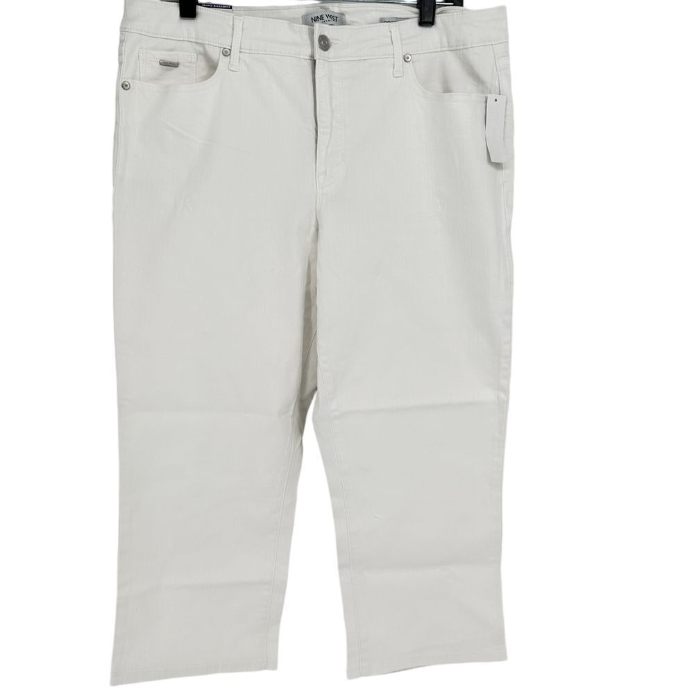 Nine West Chrystie Capri Stretch Stretch Twill Relaxed Fit White Size 16‎